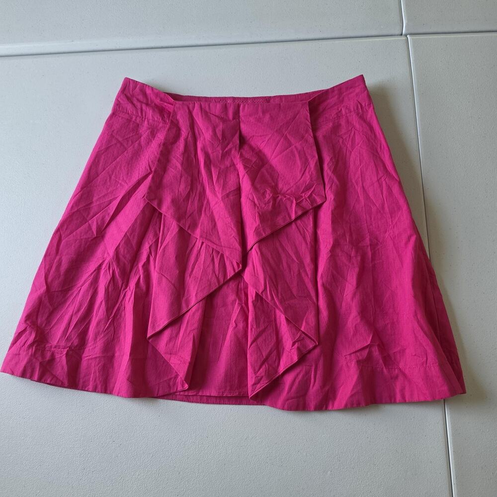 Maeve Anthropologie Skirt Womens 8 Pink Layered Ruffle A-Line Short Lined Twill
